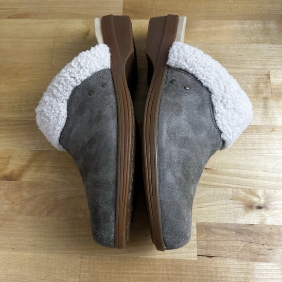 Spenco Clog Northridge Cozy Fossil Gray Faux Sherpa Trim Slip On Women's Size 10 - Picture 7 of 12